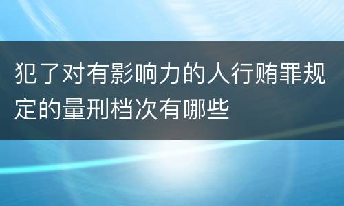 犯了对有影响力的人行贿罪规定的量刑档次有哪些