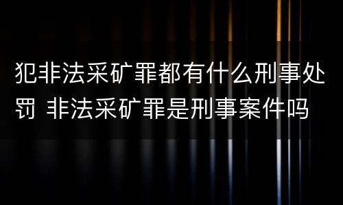 犯非法采矿罪都有什么刑事处罚 非法采矿罪是刑事案件吗