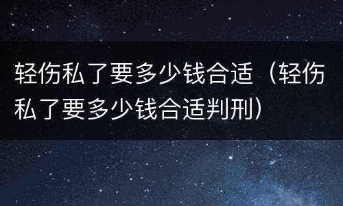 轻伤私了要多少钱合适（轻伤私了要多少钱合适判刑）