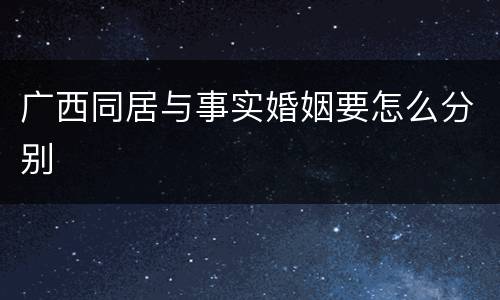 广西同居与事实婚姻要怎么分别