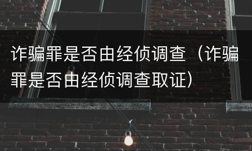 诈骗罪是否由经侦调查（诈骗罪是否由经侦调查取证）