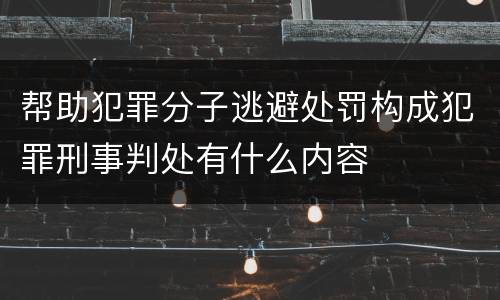帮助犯罪分子逃避处罚构成犯罪刑事判处有什么内容