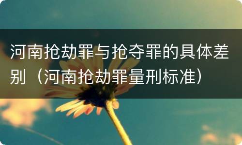 河南抢劫罪与抢夺罪的具体差别（河南抢劫罪量刑标准）