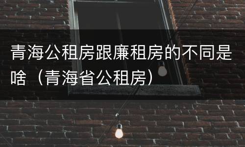 青海公租房跟廉租房的不同是啥（青海省公租房）