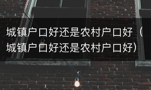 城镇户口好还是农村户口好（城镇户口好还是农村户口好）