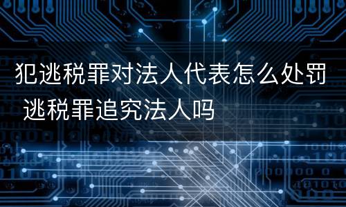 犯逃税罪对法人代表怎么处罚 逃税罪追究法人吗
