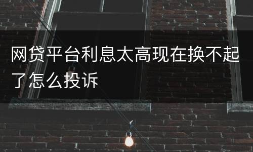 网贷平台利息太高现在换不起了怎么投诉