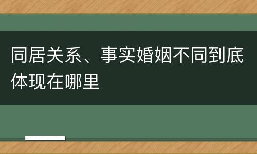 同居关系、事实婚姻不同到底体现在哪里