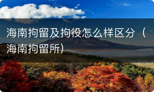 海南拘留及拘役怎么样区分（海南拘留所）