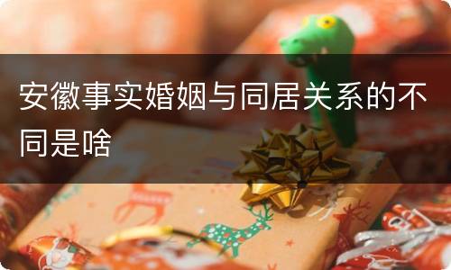 安徽事实婚姻与同居关系的不同是啥