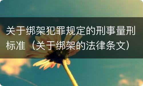 关于绑架犯罪规定的刑事量刑标准（关于绑架的法律条文）