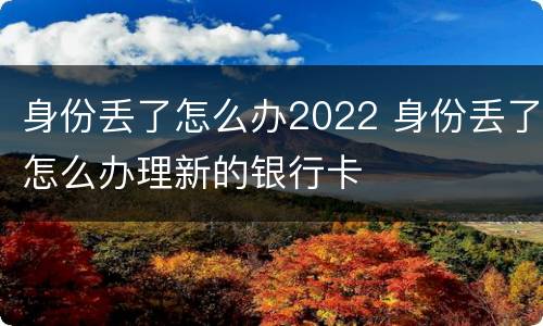 身份丢了怎么办2022 身份丢了怎么办理新的银行卡