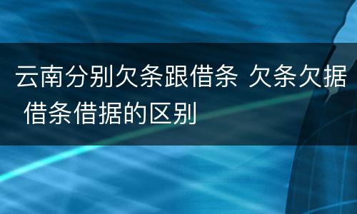 云南分别欠条跟借条 欠条欠据 借条借据的区别
