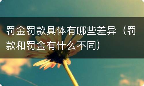 罚金罚款具体有哪些差异（罚款和罚金有什么不同）