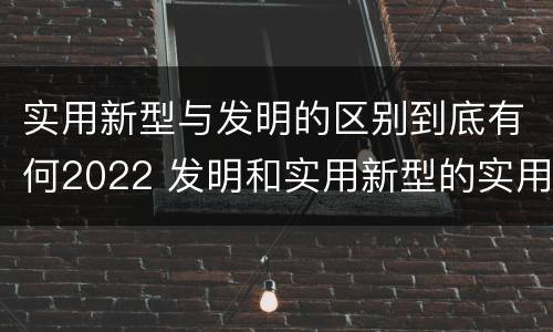 实用新型与发明的区别到底有何2022 发明和实用新型的实用性
