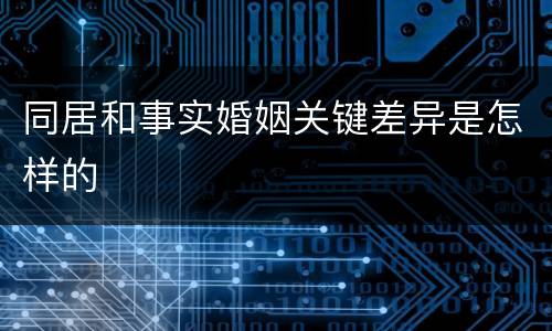 同居和事实婚姻关键差异是怎样的