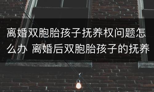 离婚双胞胎孩子抚养权问题怎么办 离婚后双胞胎孩子的抚养费怎么算
