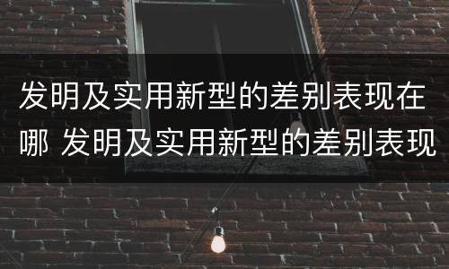 发明及实用新型的差别表现在哪 发明及实用新型的差别表现在哪方面