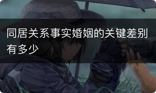 同居关系事实婚姻的关键差别有多少