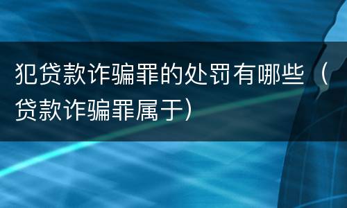 犯贷款诈骗罪的处罚有哪些（贷款诈骗罪属于）