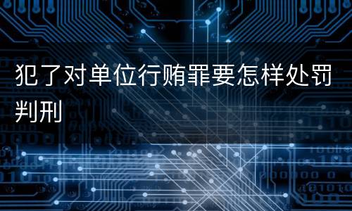 犯了对单位行贿罪要怎样处罚判刑