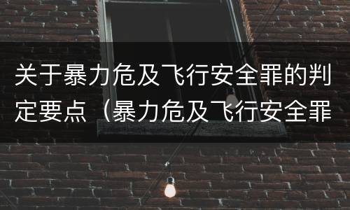 关于暴力危及飞行安全罪的判定要点（暴力危及飞行安全罪是危险犯吗）