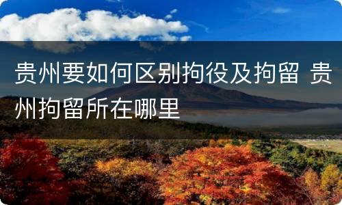 贵州要如何区别拘役及拘留 贵州拘留所在哪里