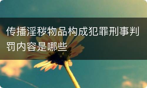 传播淫秽物品构成犯罪刑事判罚内容是哪些