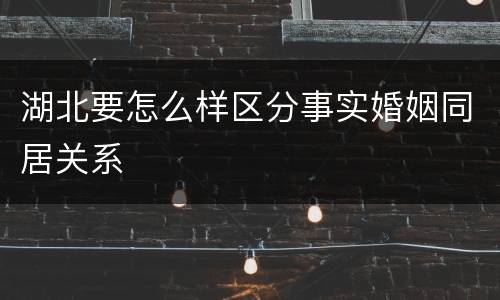湖北要怎么样区分事实婚姻同居关系