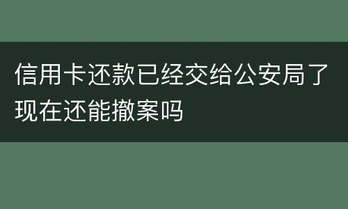 信用卡还款已经交给公安局了现在还能撤案吗