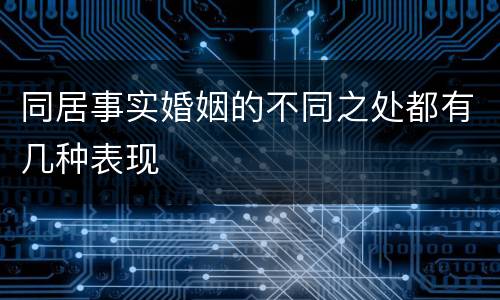 同居事实婚姻的不同之处都有几种表现