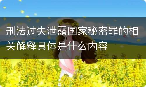 刑法过失泄露国家秘密罪的相关解释具体是什么内容