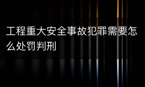 工程重大安全事故犯罪需要怎么处罚判刑
