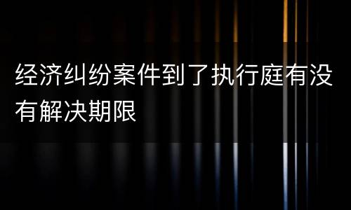 经济纠纷案件到了执行庭有没有解决期限