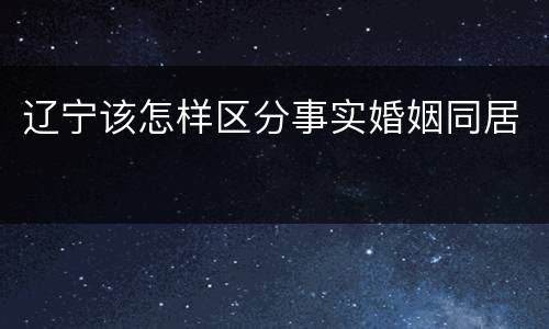 辽宁该怎样区分事实婚姻同居