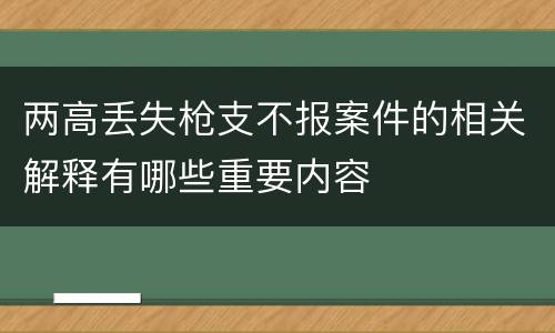 两高丢失枪支不报案件的相关解释有哪些重要内容