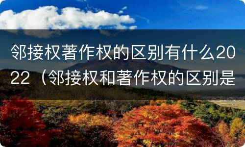 邻接权著作权的区别有什么2022（邻接权和著作权的区别是什么?）