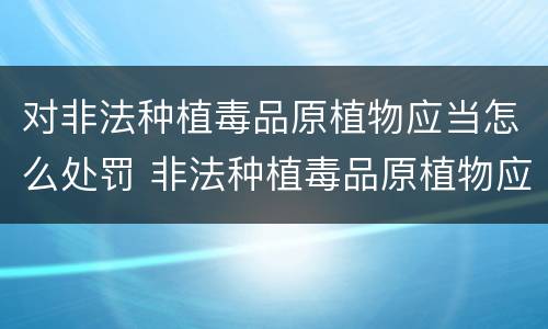 对非法种植毒品原植物应当怎么处罚 非法种植毒品原植物应承担的法律责任