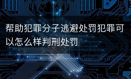 帮助犯罪分子逃避处罚犯罪可以怎么样判刑处罚