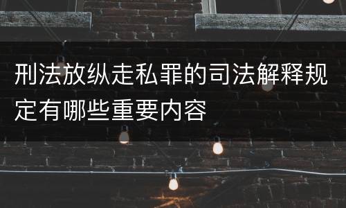 刑法放纵走私罪的司法解释规定有哪些重要内容