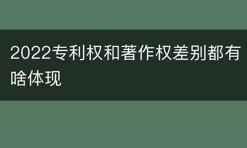 2022专利权和著作权差别都有啥体现