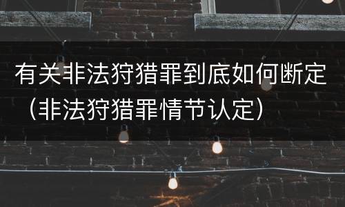 有关非法狩猎罪到底如何断定（非法狩猎罪情节认定）