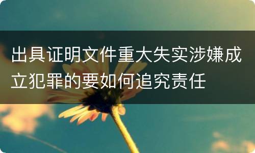 出具证明文件重大失实涉嫌成立犯罪的要如何追究责任