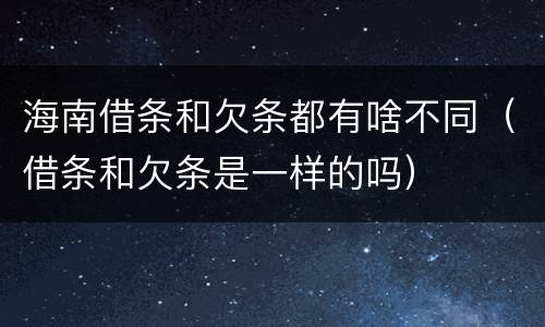 海南借条和欠条都有啥不同（借条和欠条是一样的吗）