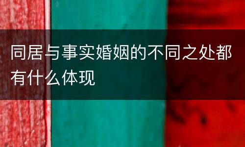 同居与事实婚姻的不同之处都有什么体现