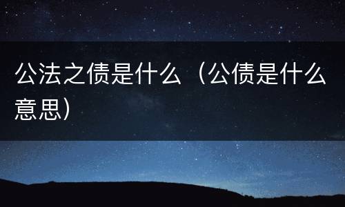 公法之债是什么（公债是什么意思）