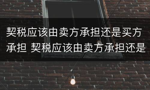 契税应该由卖方承担还是买方承担 契税应该由卖方承担还是买方承担呢