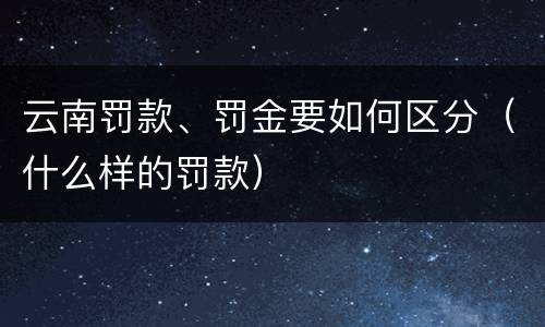 云南罚款、罚金要如何区分（什么样的罚款）
