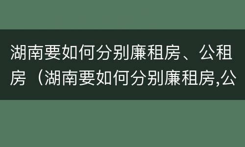 湖南要如何分别廉租房、公租房（湖南要如何分别廉租房,公租房呢）