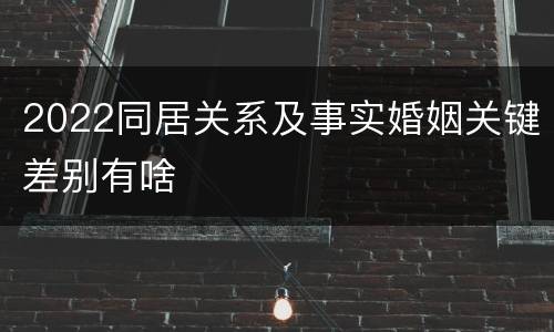 2022同居关系及事实婚姻关键差别有啥